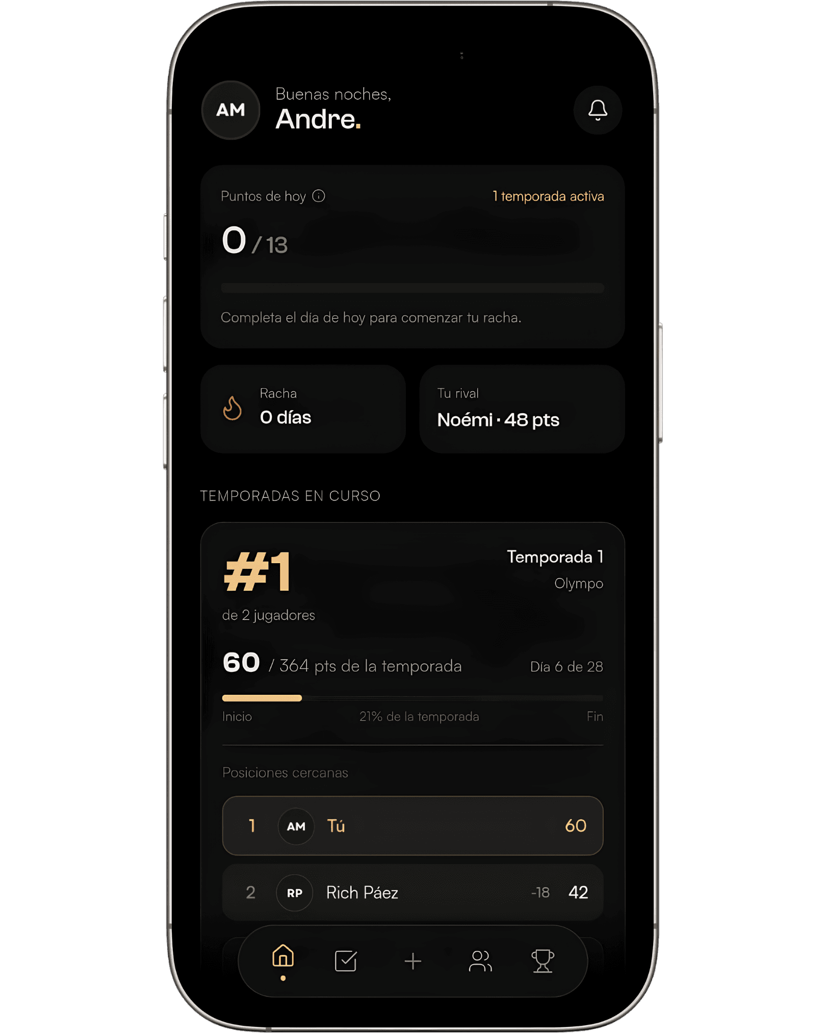 Olympo app dashboard